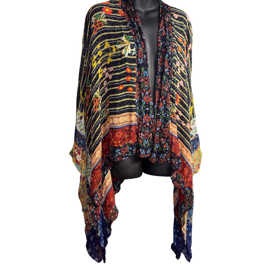 Anthropologie floral kimono lightweight mixed-print bohemian design - Picture 2 of 9